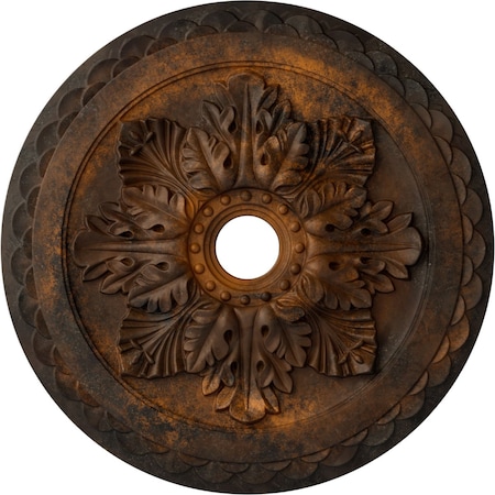 Ekena Millwork Bordeaux Deluxe Ceiling Medallion (Fits Canopies up to 4"), Hnd-Painted Rust, 23 5/8"OD x 3"ID x 2"P CM23BORUS